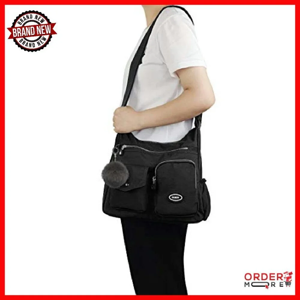 Waterproof Nylon Crossbody Bag with RFID Pocket, 11.4x4.7x11 - Picture 3 of 8